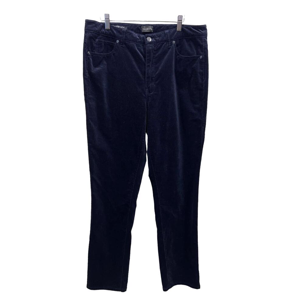 Talbots Womens Size 12 Stretch Fine Corduroy Straight Leg Pants Indigo Blue